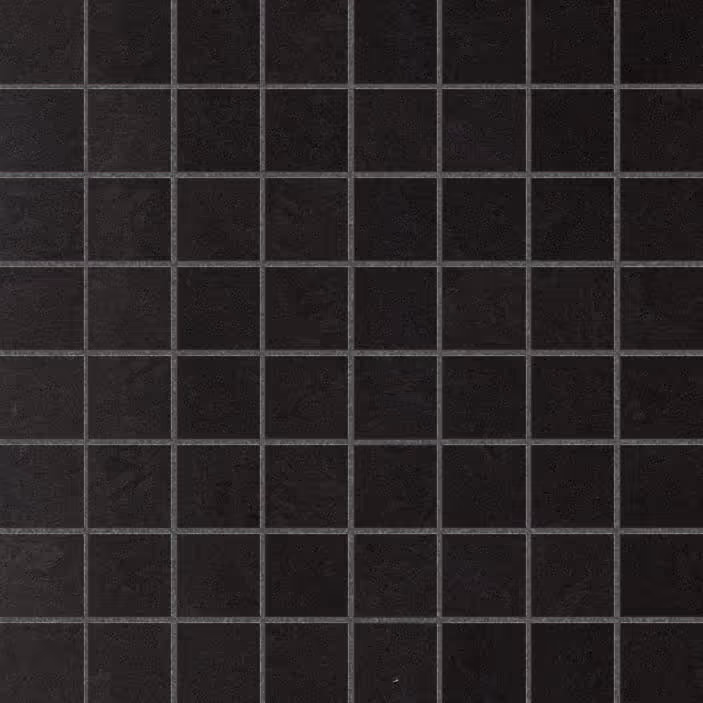 Black square ceramic tiles arranged in a grid pattern with gray grout lines.