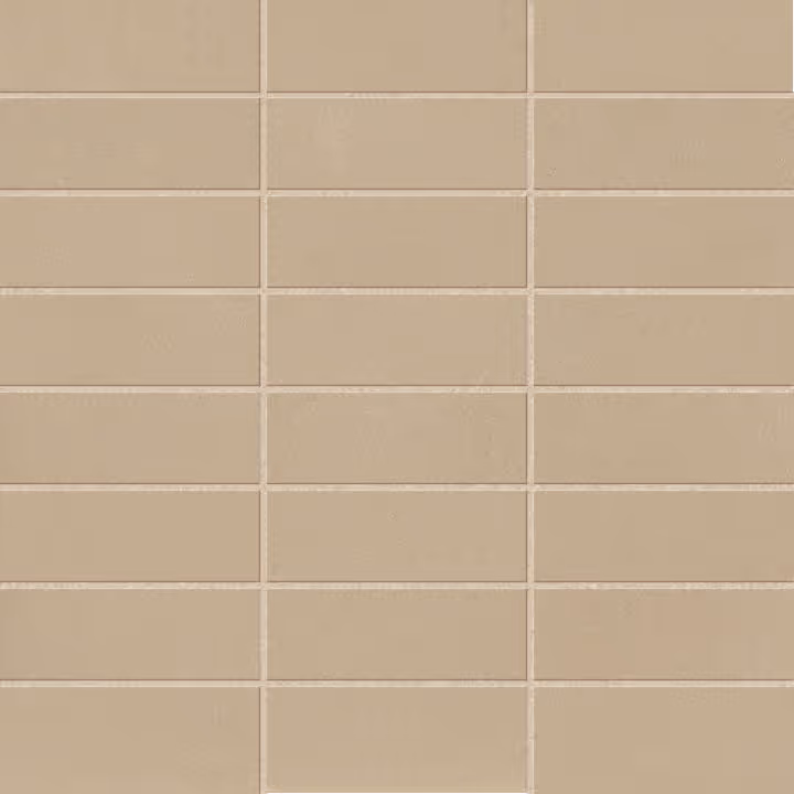 Beige rectangular tiles arranged in a grid with light grout lines.