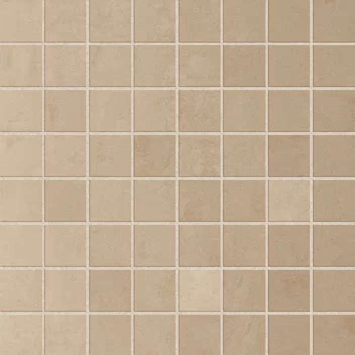 Grid of beige cream ceramic tiles with subtle texture and light grout lines.