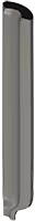 Close-up of gray cylindrical metal pipes standing vertically side by side.