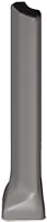 Tall gray modern outdoor bollard light with curved top and black inner section.