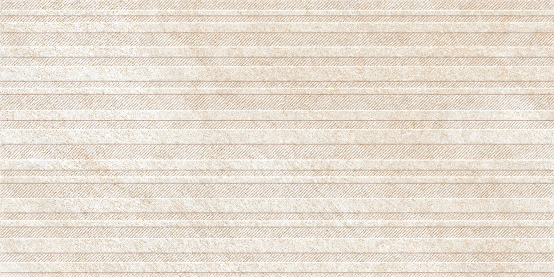 Beige and cream rectangular tiles with alternating textures in horizontal rows.
