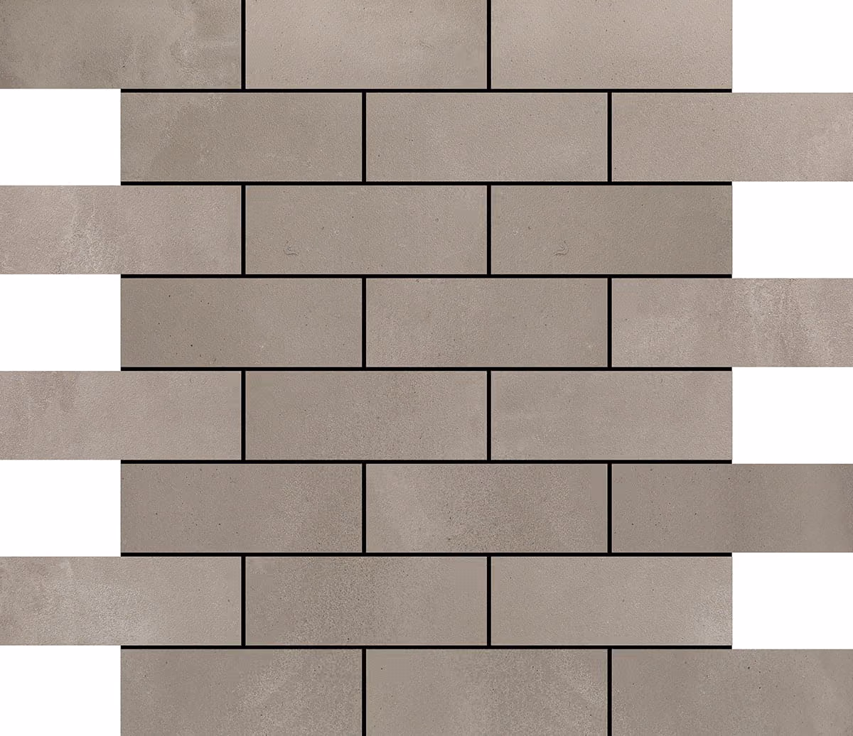 Pattern of brown rectangular bricks with visible mortar lines in a staggered brick layout.