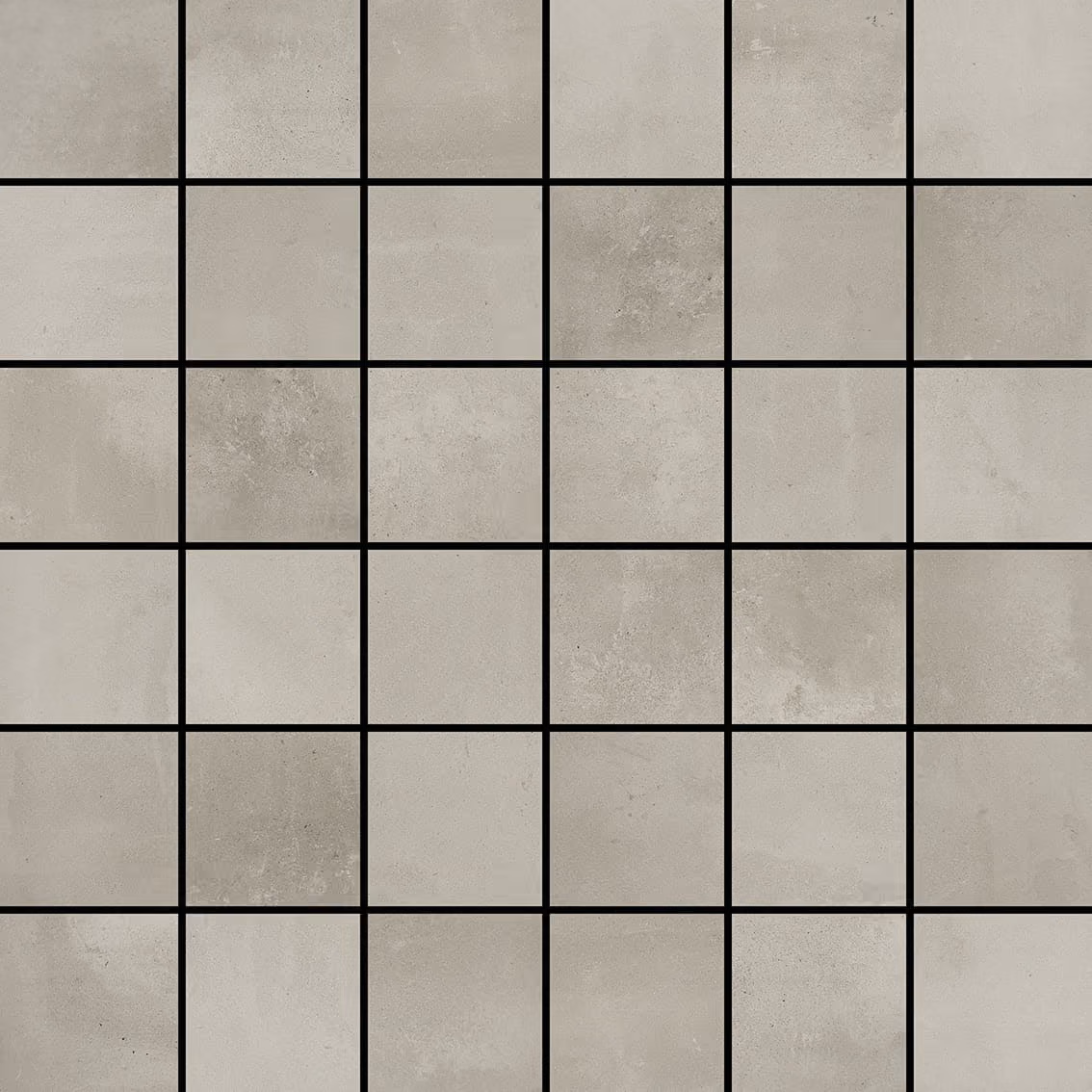 Grid of gray square tiles with varied subtle textures and shades arranged uniformly.