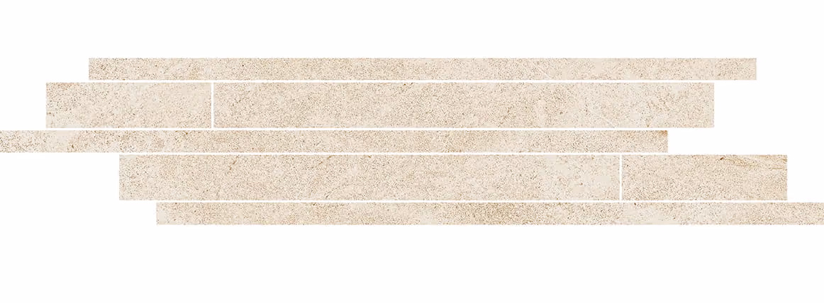 Pattern of beige rectangular tiles arranged in staggered horizontal rows.