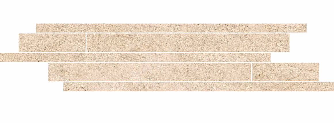 Beige rectangular wall tiles arranged in a staggered brick pattern on a white background.
