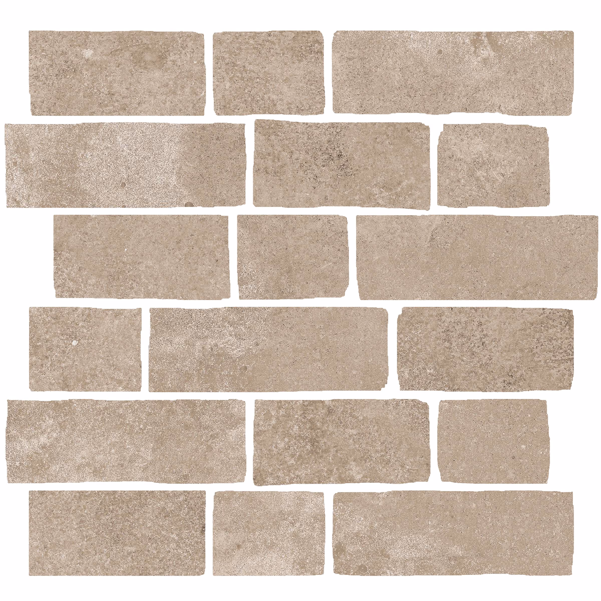 Rectangular beige stone bricks arranged in staggered horizontal rows with varied textures.