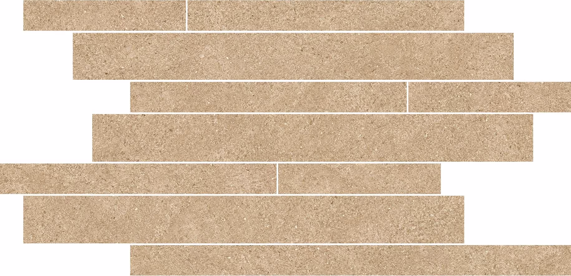Tan brick wall pattern with staggered horizontal rectangular bricks and visible grout lines.