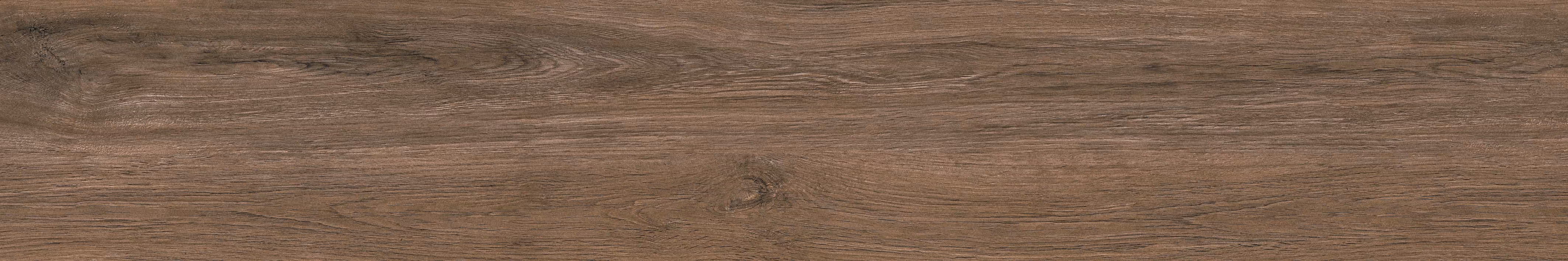 Close-up of a brown wood texture with natural grain patterns and knots.