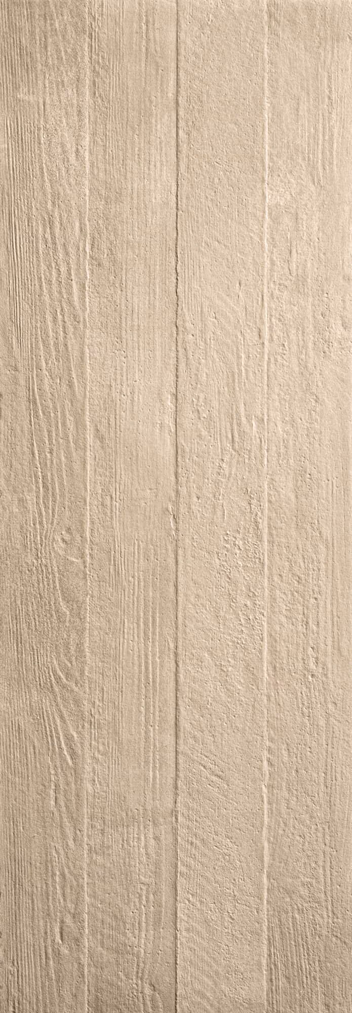 Beige textured surface resembling wood grain with vertical lines and rough areas.