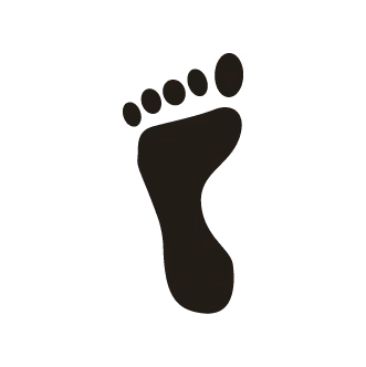 Black silhouette of a human foot with toes visible on a white background.