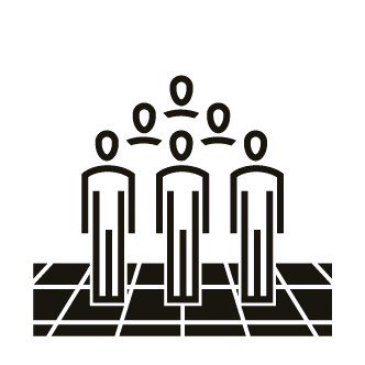 Black and white graphic of two hands holding a heart above a puzzle piece on a grid.