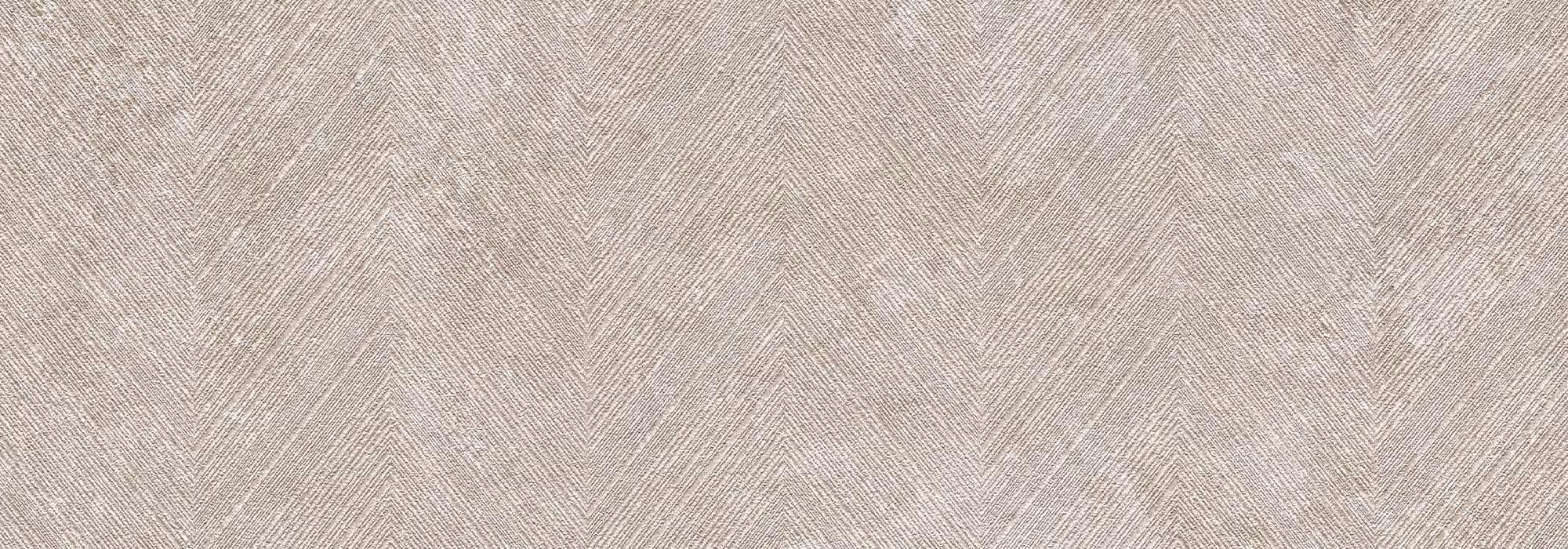 Textured fabric with repeating V-shaped chevron pattern in neutral beige tones.