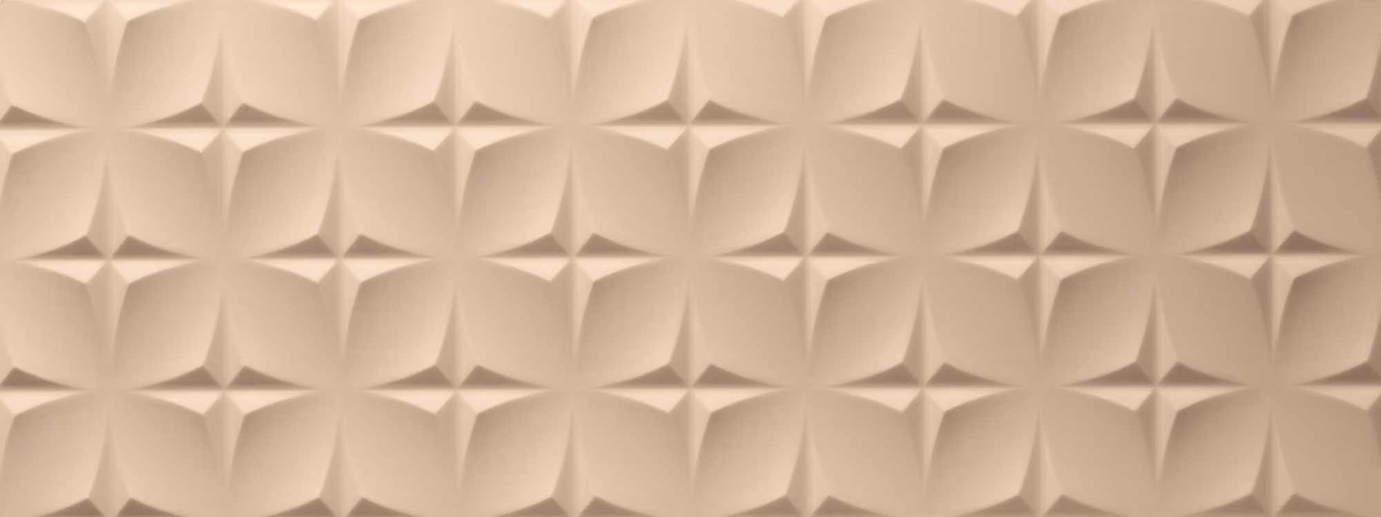 Beige embossed pattern with repeated four-petal flower shapes in a grid.
