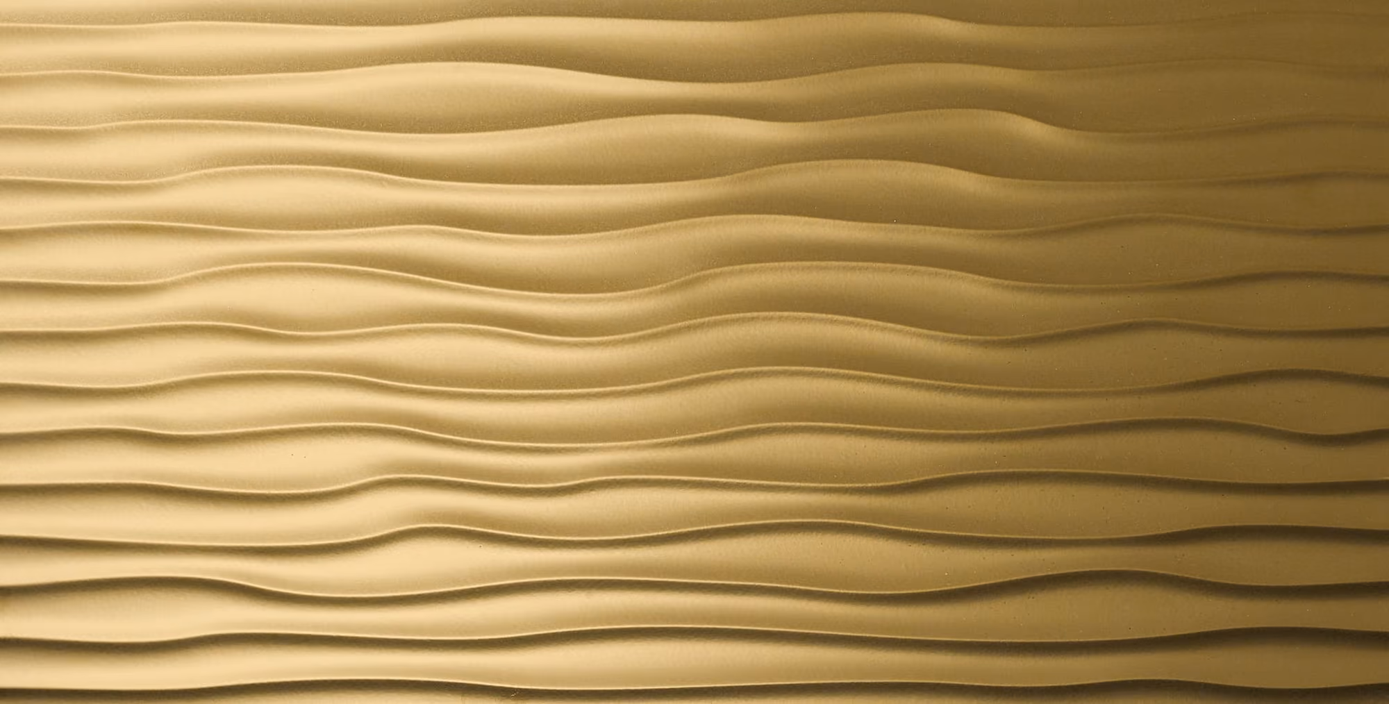 Gold surface with smooth, wavy, horizontal ridges creating a textured pattern.