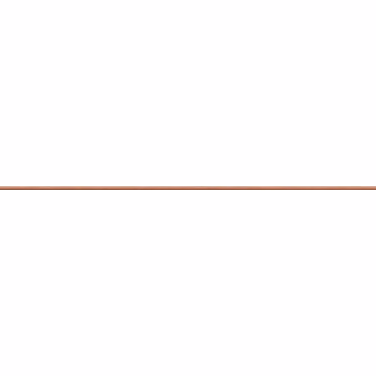 Thin horizontal brushed bronze metal rod on a white background.