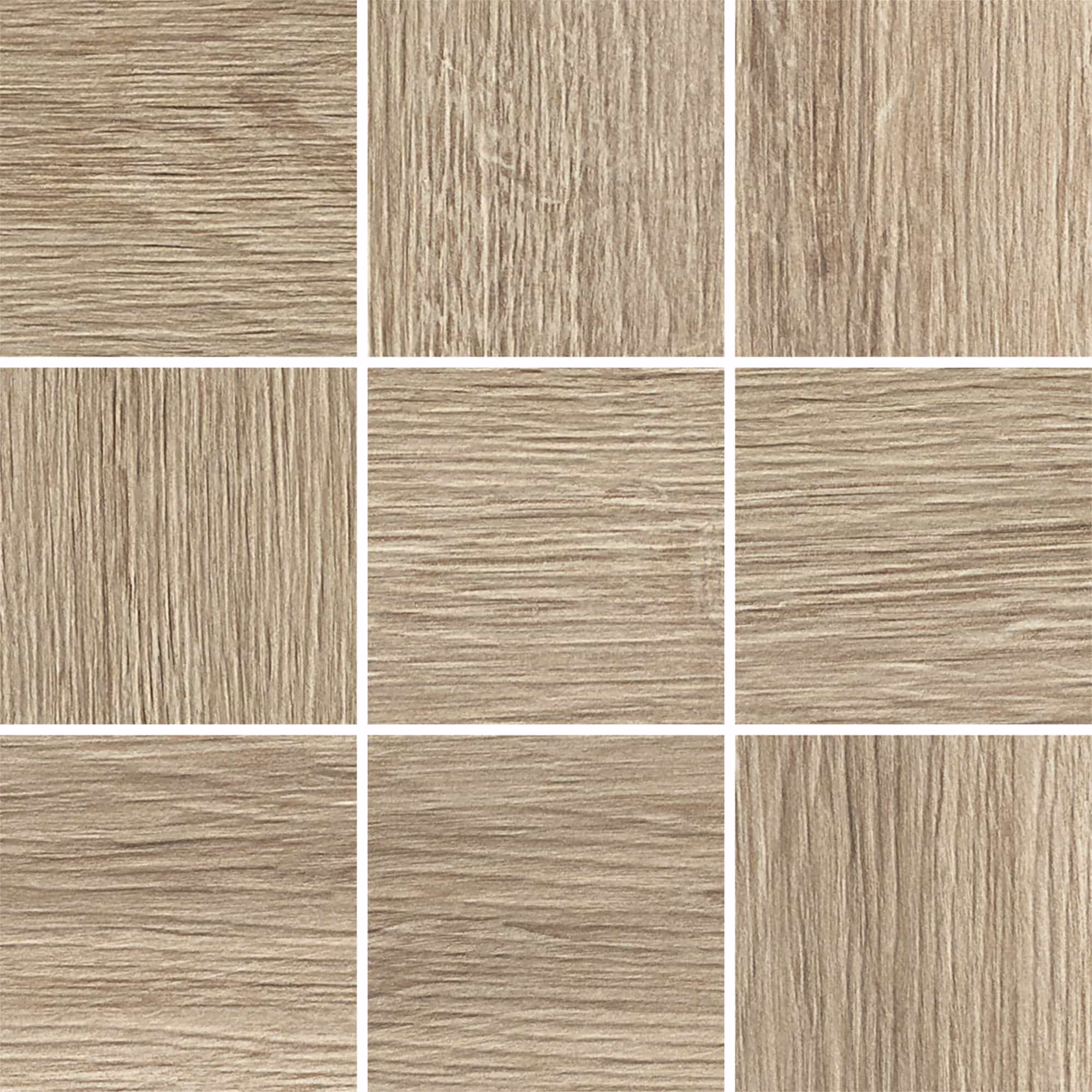 Grid of nine close-up samples showing light brown wood grain textures with varied patterns.