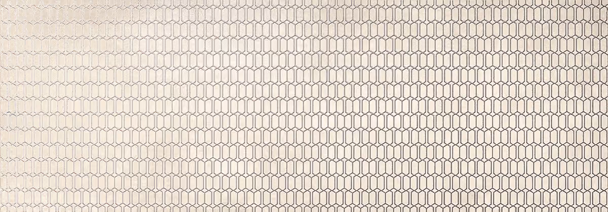 Close-up of a hexagonal honeycomb-like pattern in beige and light brown colors.