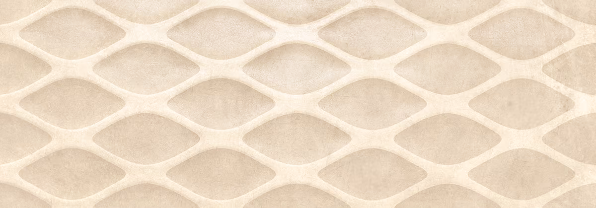 Beige textured pattern of interconnected diamond shapes with a soft, slightly raised appearance.