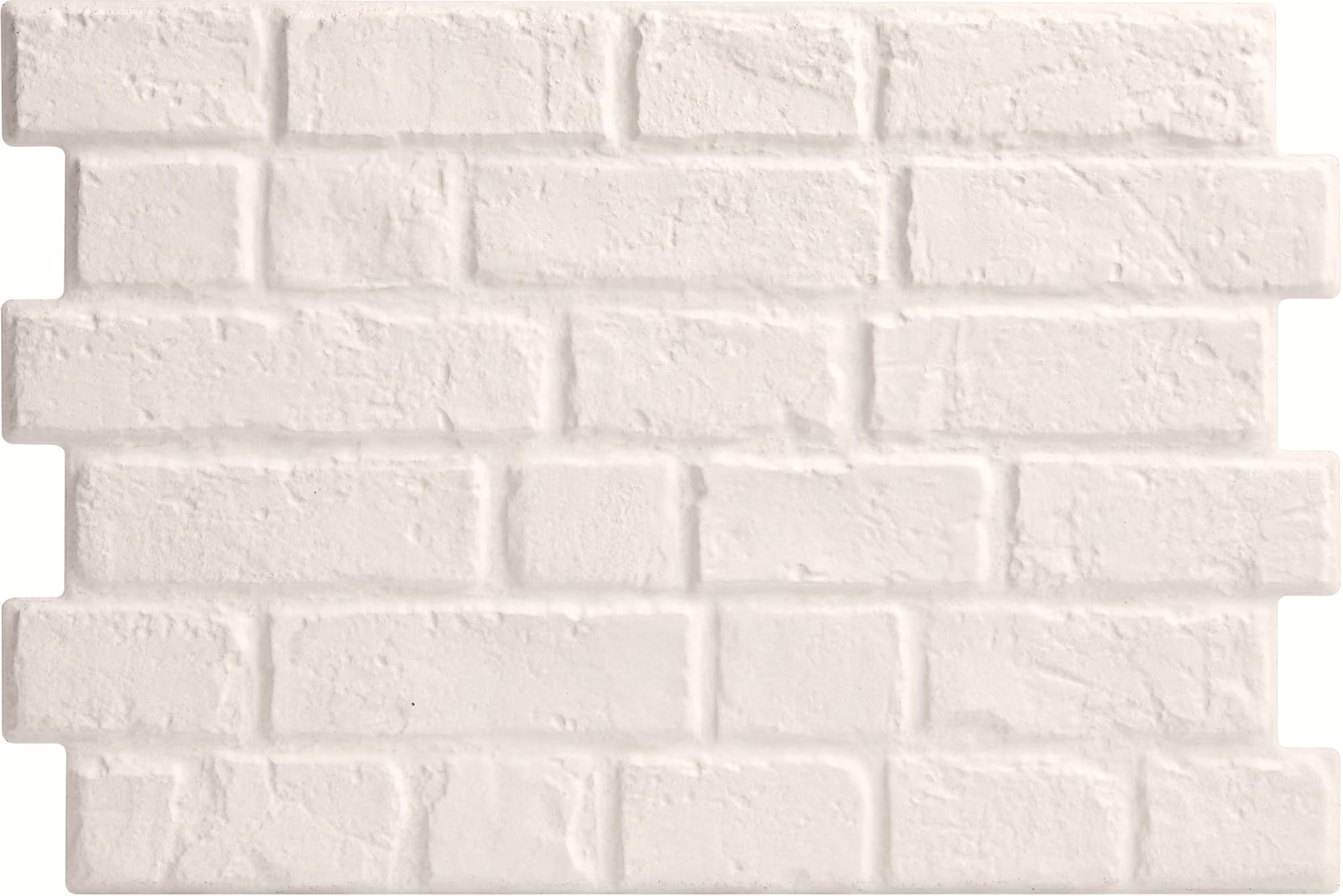White textured brick wall panel with interlocking edges for decorative use.