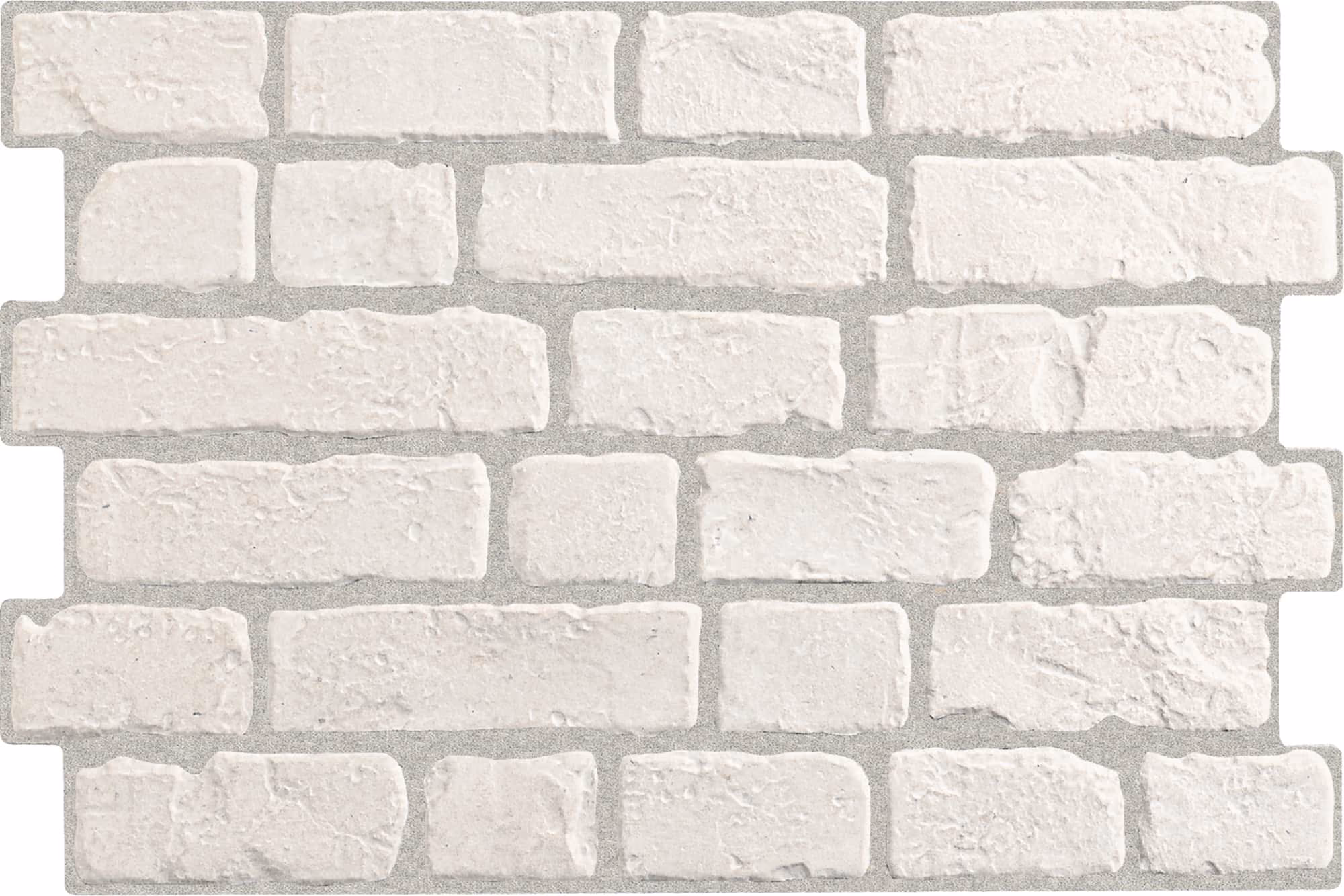 White textured rectangular bricks arranged in staggered rows with light gray mortar.