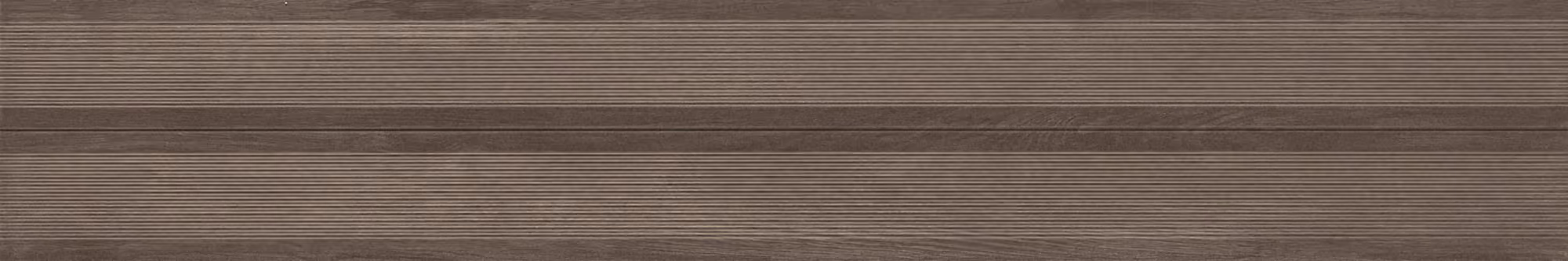 Dark brown wooden laminate flooring panel with grooved texture patterns.