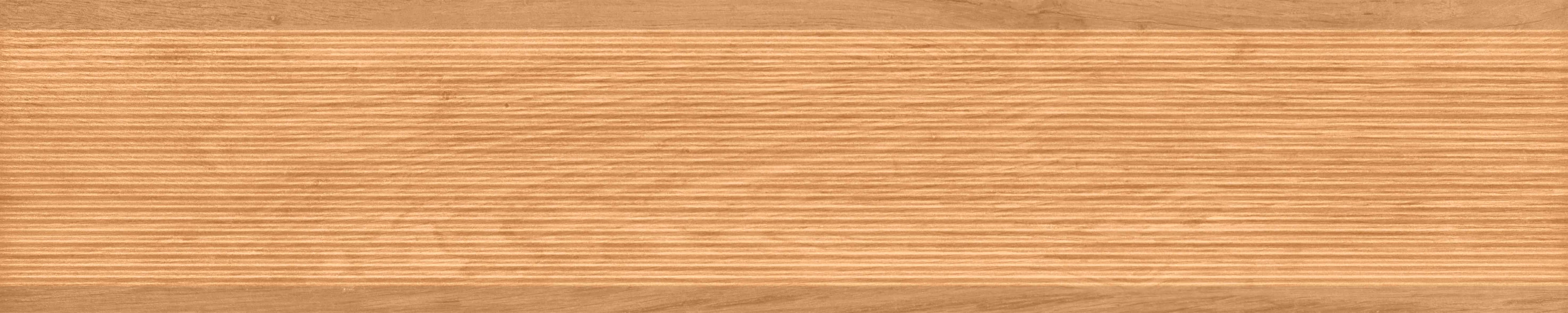 Close-up view of natural light brown wooden surface with fine horizontal grain texture.