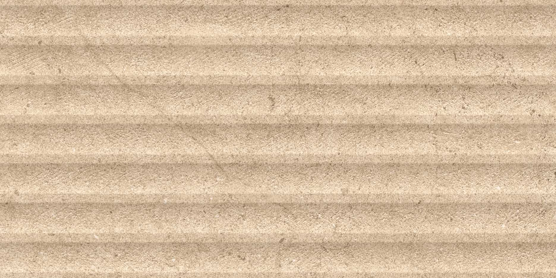Beige textured surface with horizontal ridges and subtle markings.