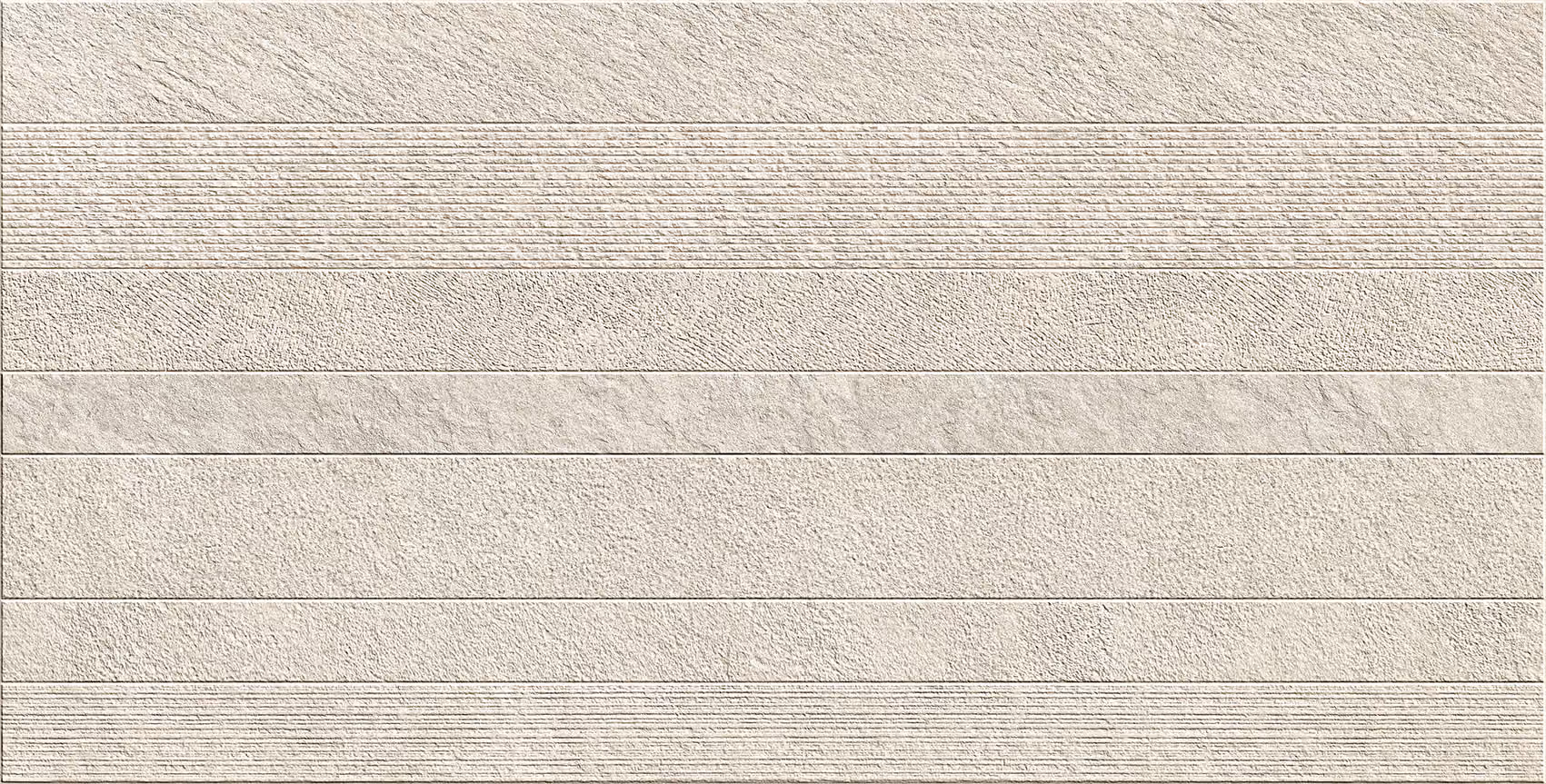Horizontal white textured surface with alternating rough and lined rectangular strips.