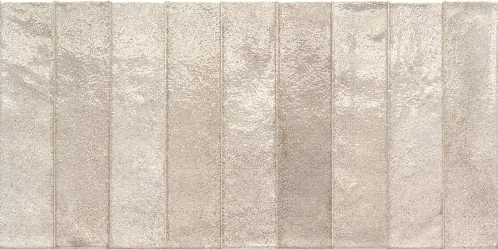 Glossy beige rectangular ceramic tiles arranged in a horizontal grid pattern with subtle texture.
