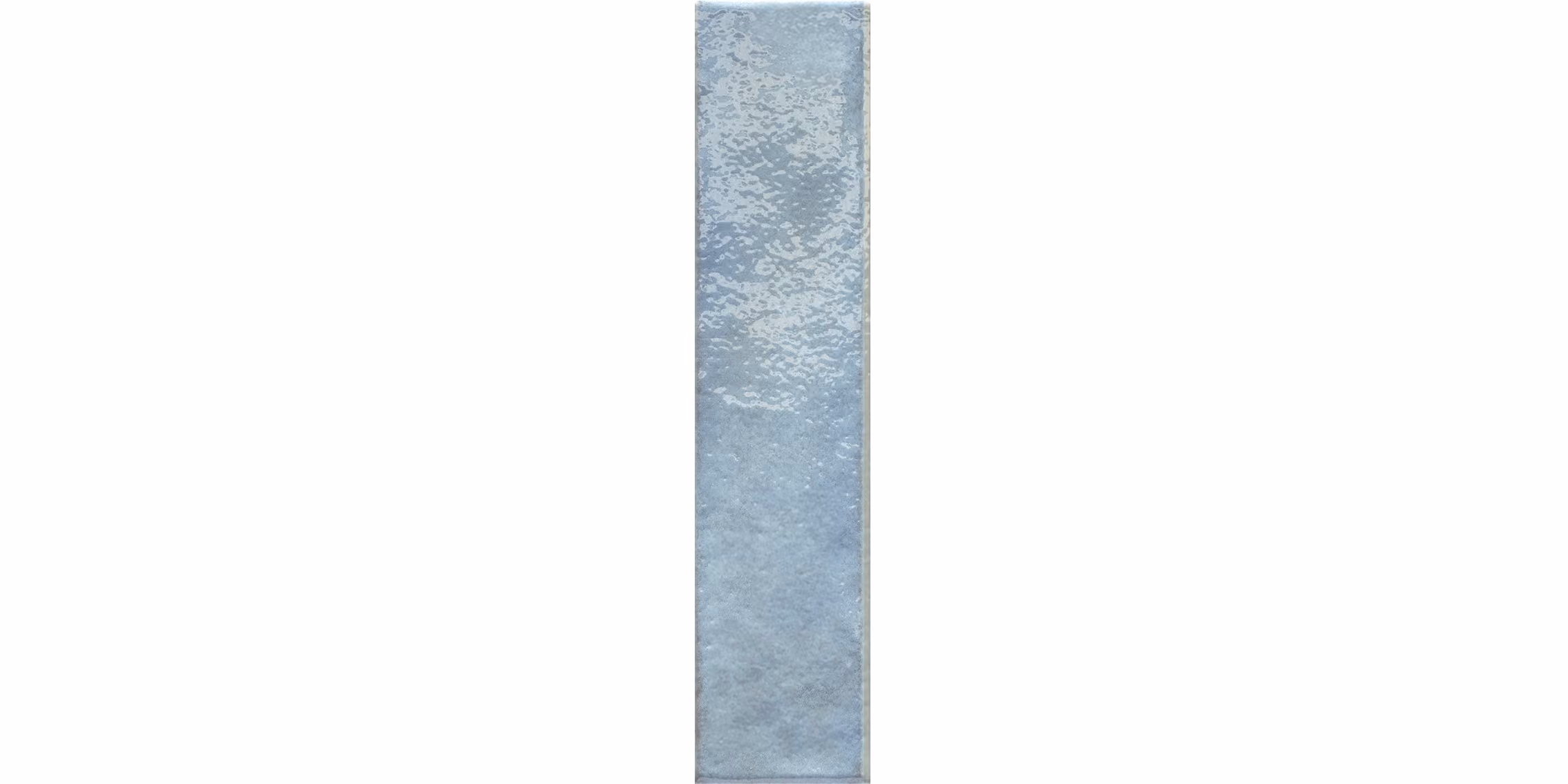 Single glossy light blue rectangular ceramic tile with subtle textured pattern.