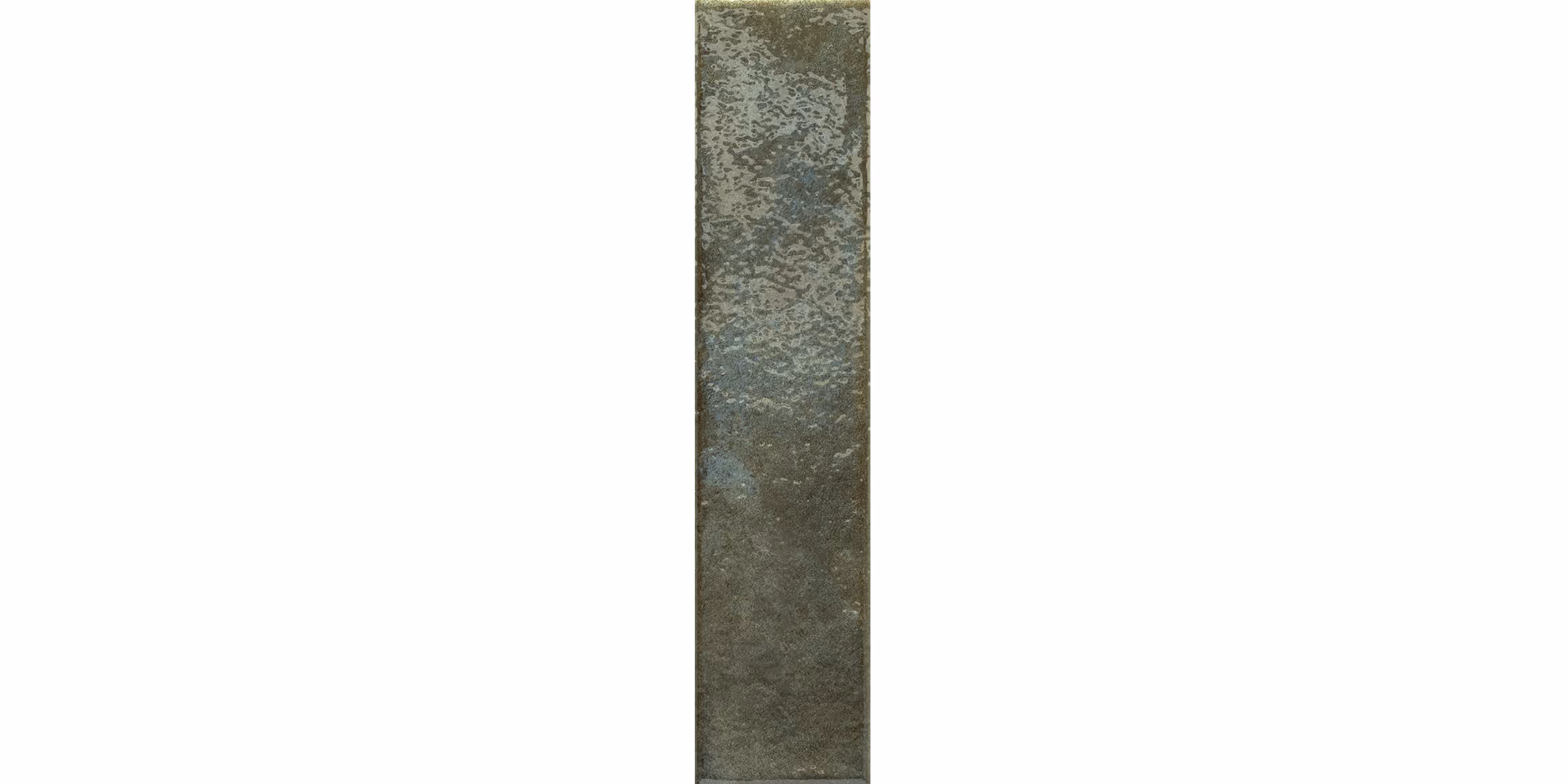 Rectangular tile with a textured surface in shades of gray and muted green.