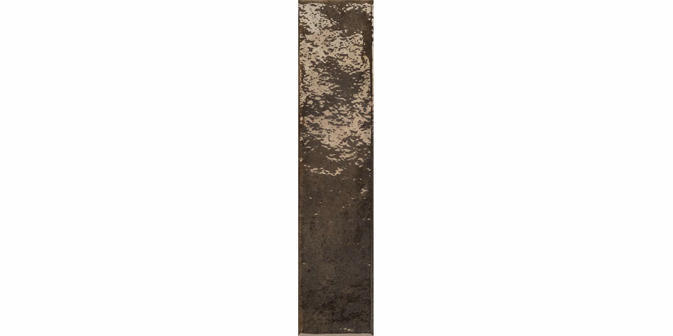 Long rectangular dark ceramic tile with a textured, uneven surface finish.