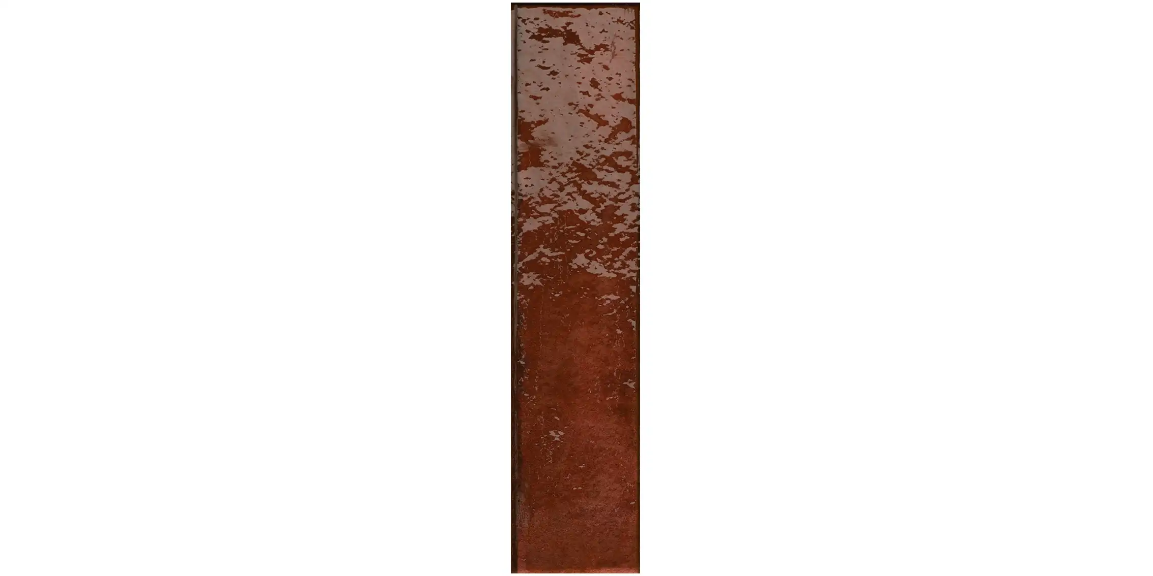 Tall rectangular brick tile with uneven dark red and brown textured surface.