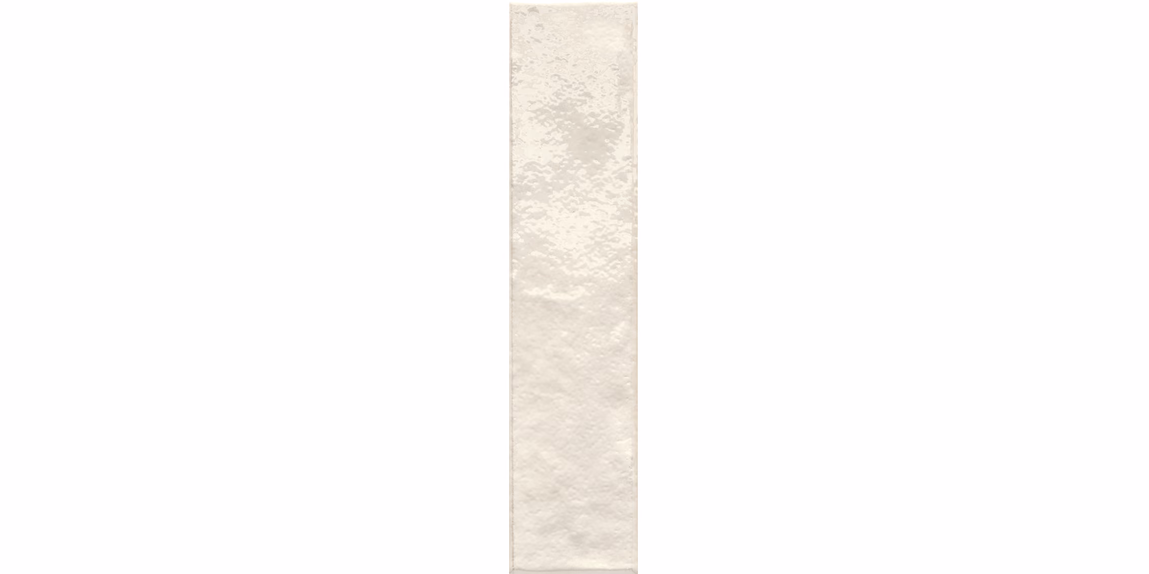 Tall narrow white textured brick wall tile with uneven surface and subtle shading.