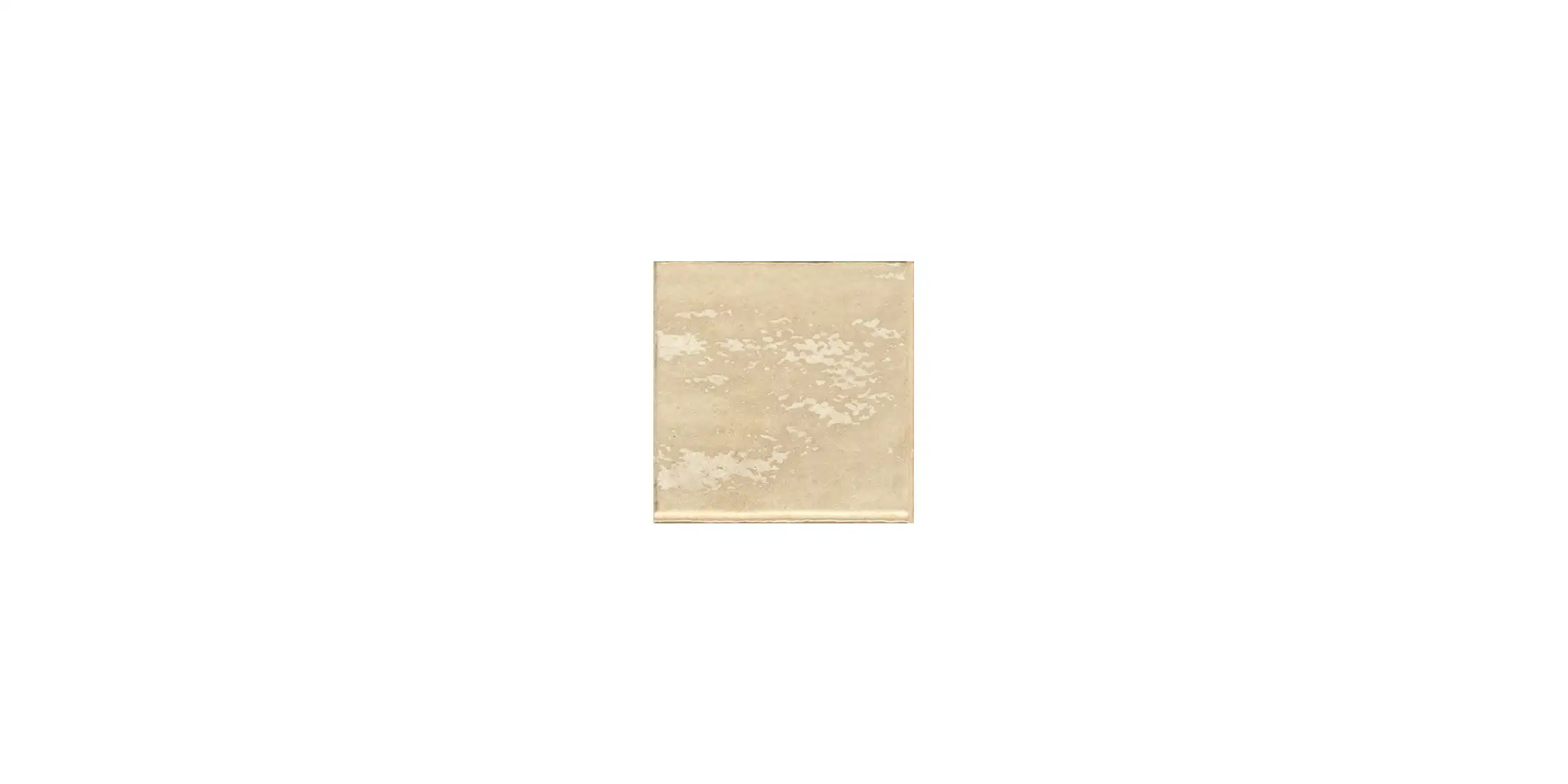 Square beige ceramic tile with subtle mottled texture and glossy finish.
