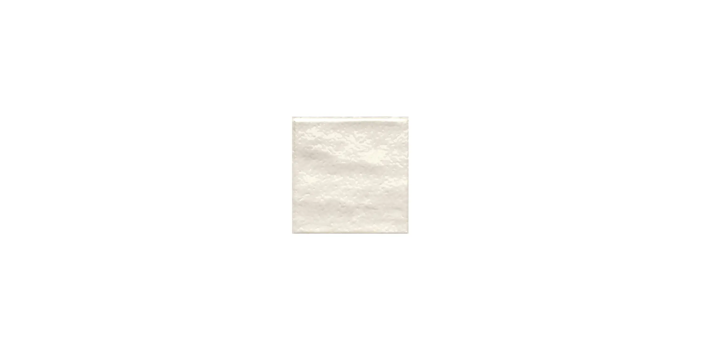 Single white textured square ceramic tile with subtle pattern on a white background.