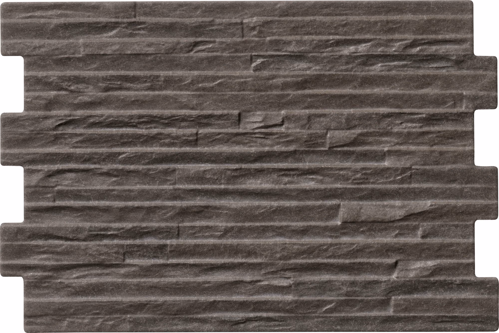 Textured dark gray stone wall panel with horizontal ridges and staggered edges.
