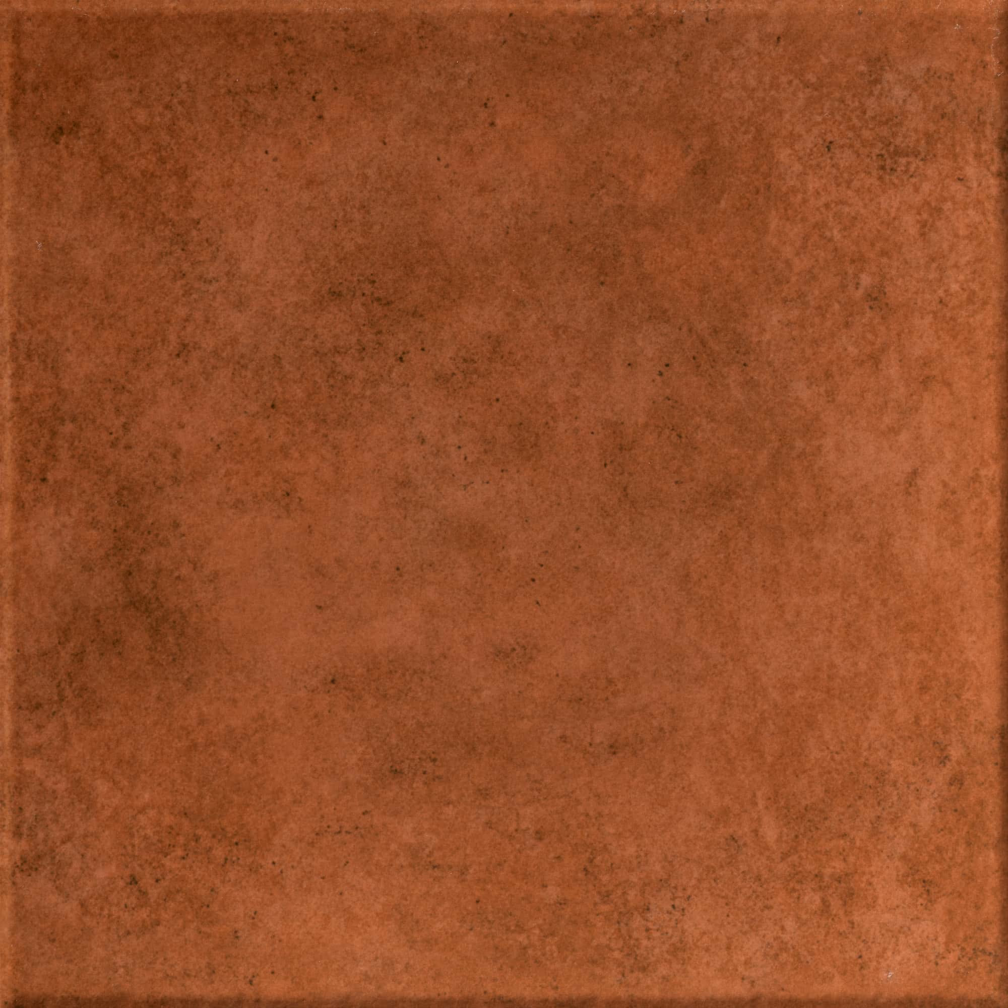 Square brown textured ceramic tile with rustic worn surface.