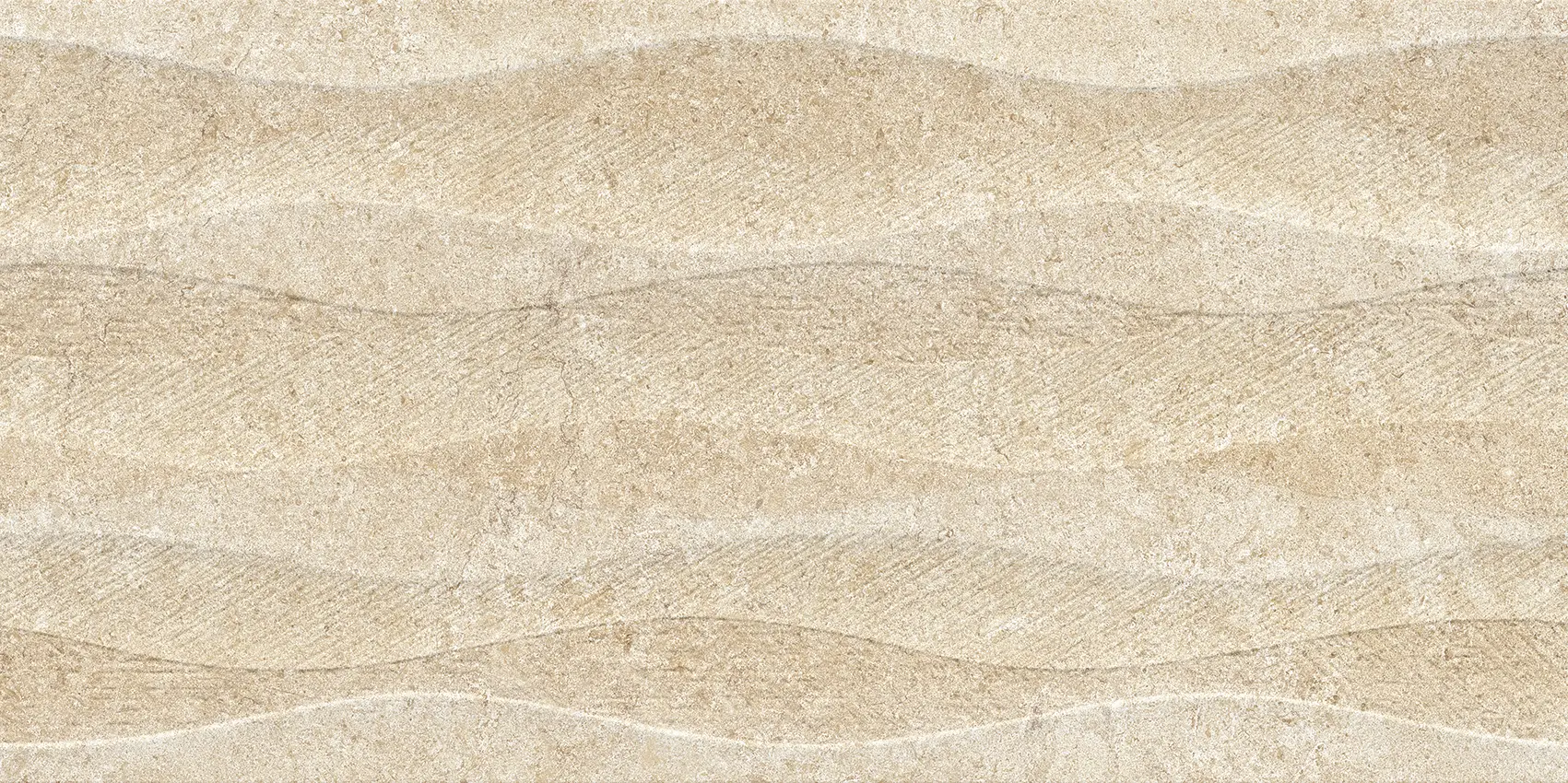 Smooth beige stone tile with subtle wave patterns and natural grain textures.