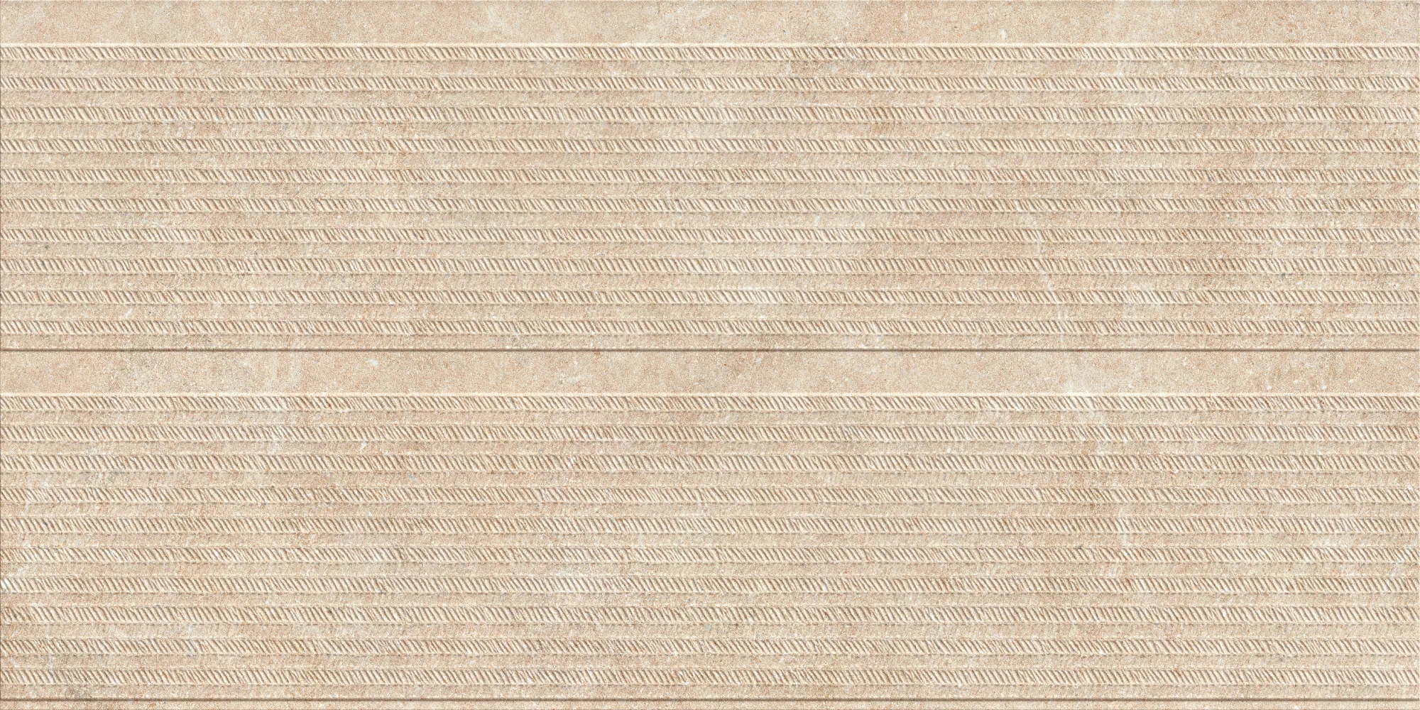 Beige textured tile with horizontal rope-like patterns and straight border lines.