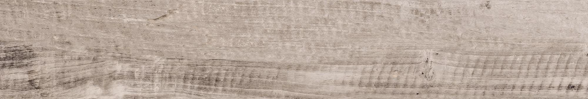 Close-up of light gray weathered wood grain texture with natural knots and lines.
