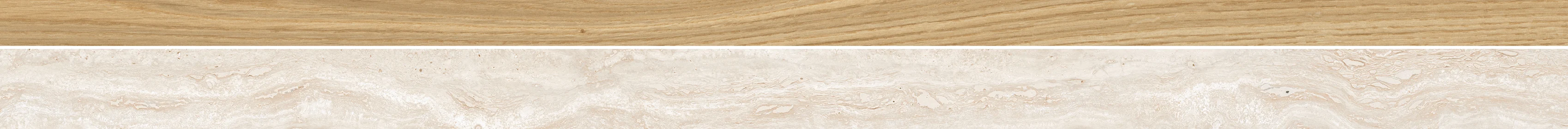 Horizontal surface with light wood grain above white marble texture with subtle veins.