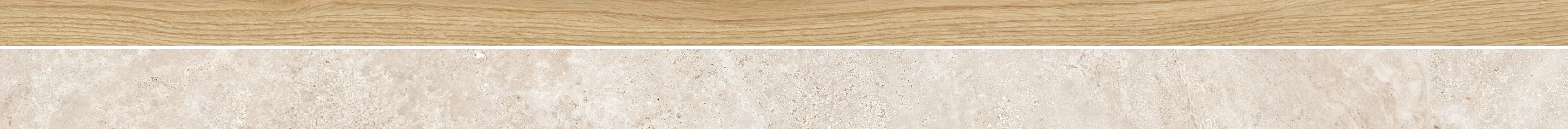 Horizontal section showing a wood surface on top and a stone or tile surface below.