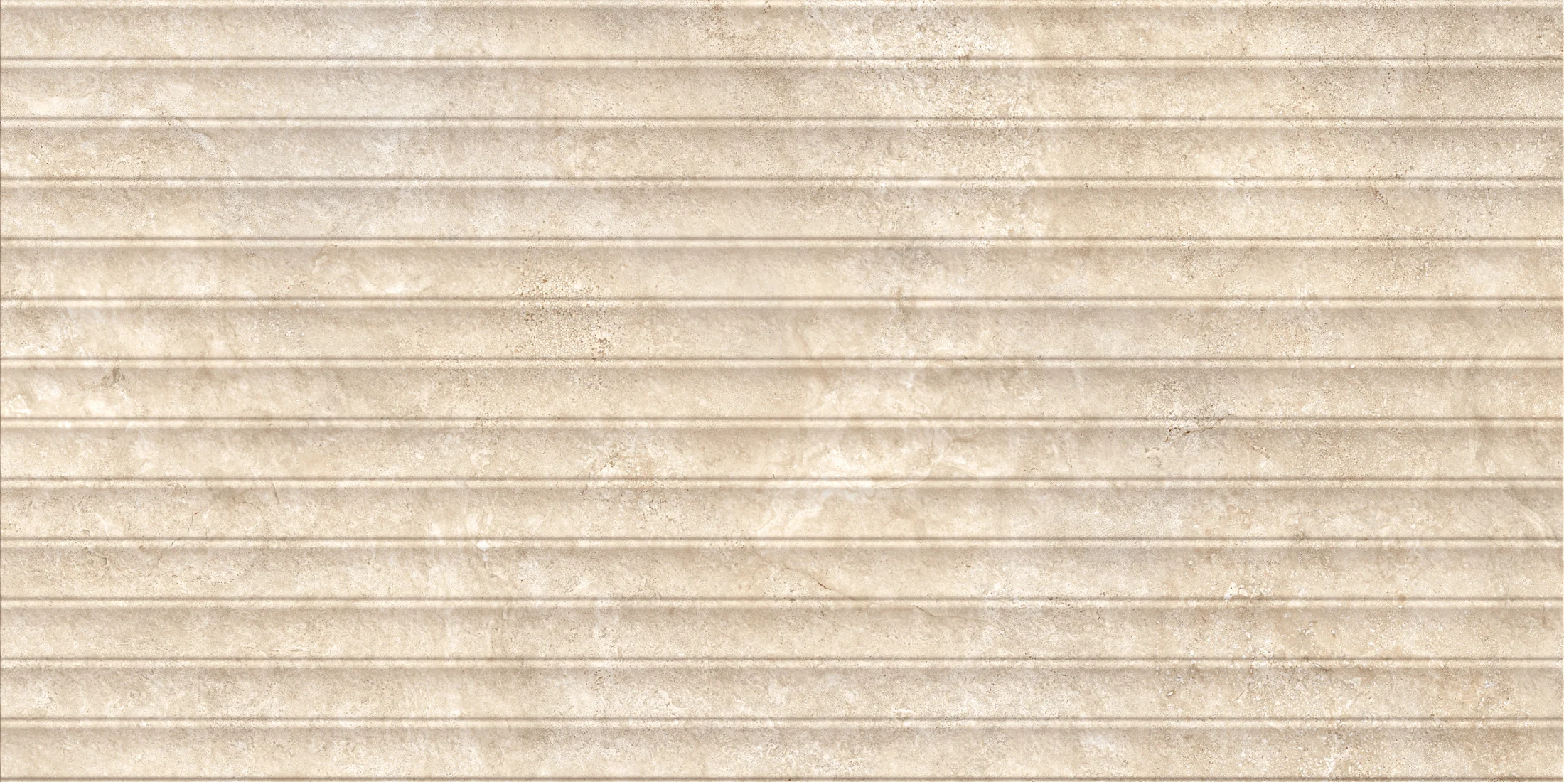 Beige textured tile with horizontal raised ridges and stone-like surface details.