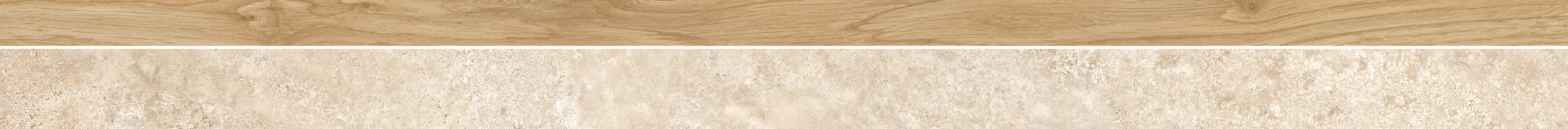 Horizontal wood grain panel above a large beige stone textured surface.