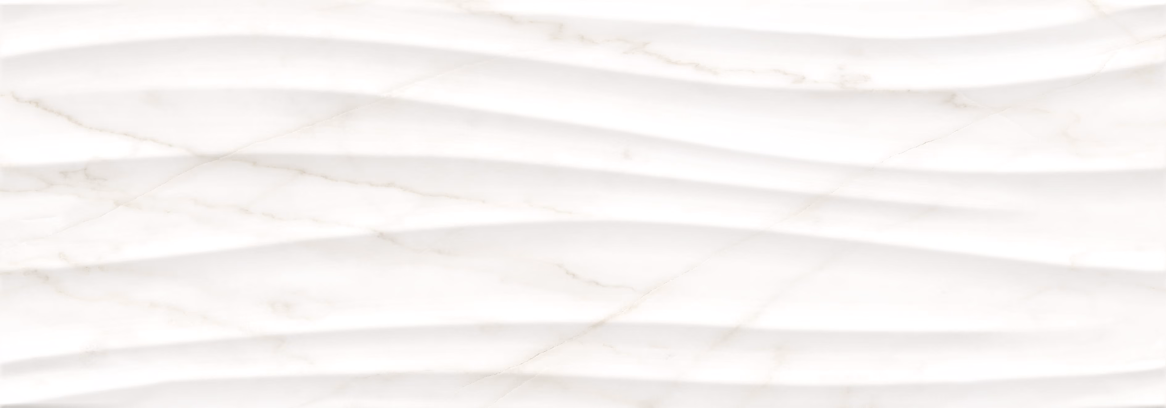 White marble surface with gentle wave-like texture and subtle beige veining.