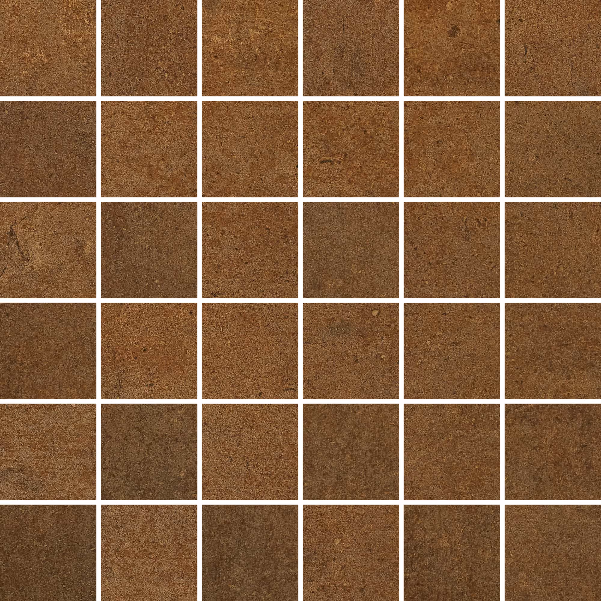 Grid of 36 brown textured squares forming a rust-colored metal surface pattern.