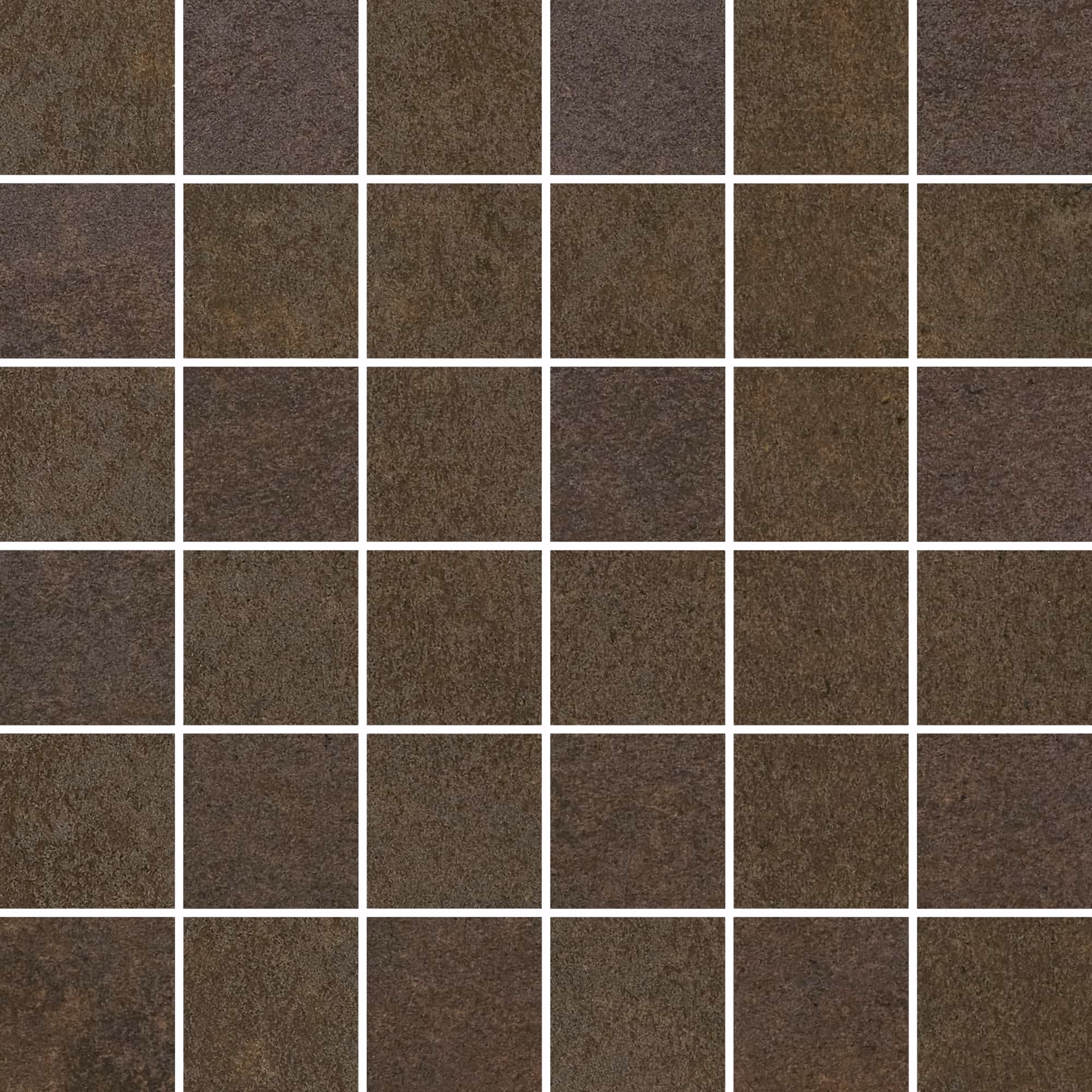 Close-up grid of dark brown, textured metallic surfaces with slight variations in tone and texture.