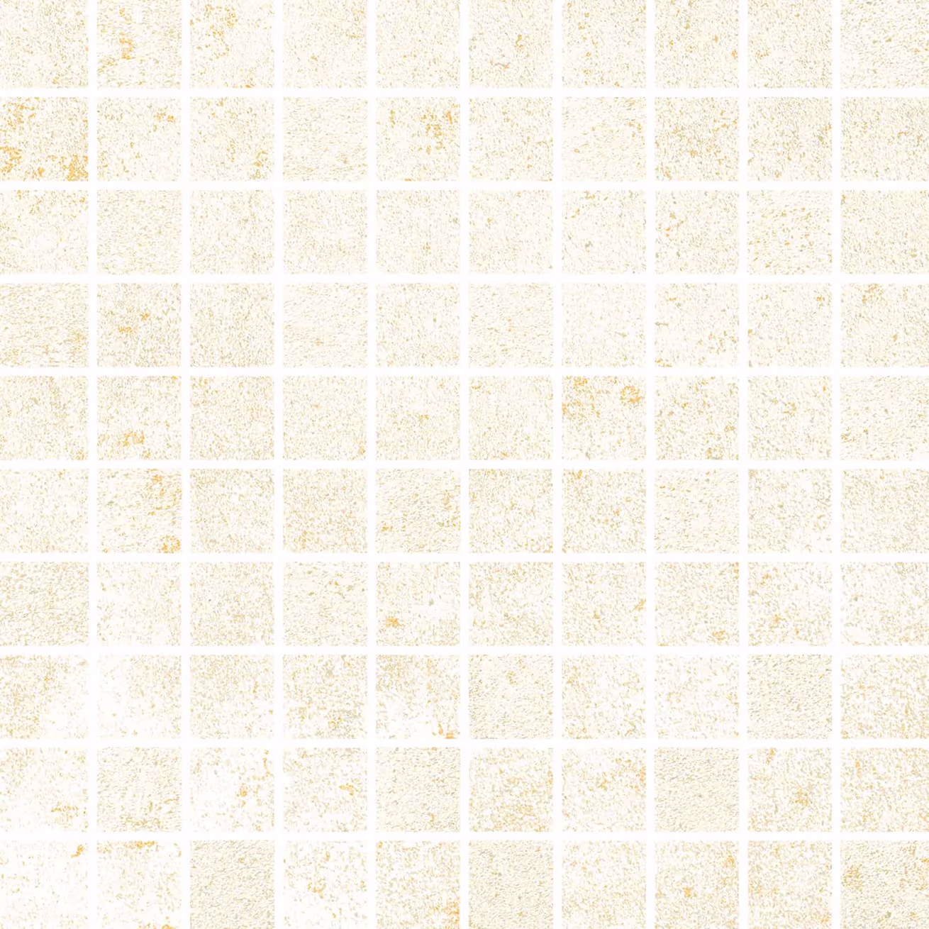 Close-up of square mosaic tiles in a light platinum beige color with subtle texture.